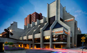 Exterior of FirstOntario Concert Hall at Dusk