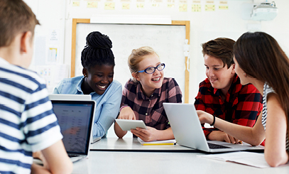 Group of Kids Laughing and Learning