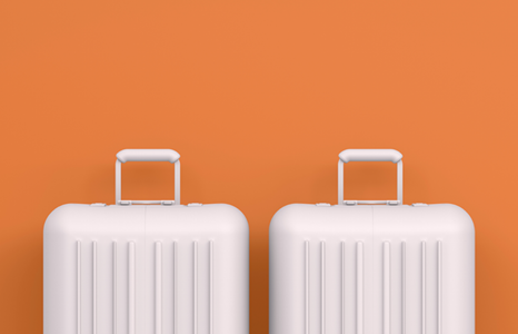 Two Suitcases on Orange Background