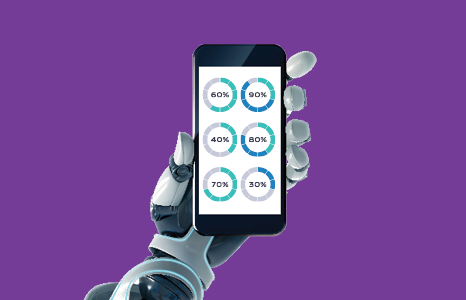 Robotic Arm Holding Mobile Phone Viewing VirtualWealth