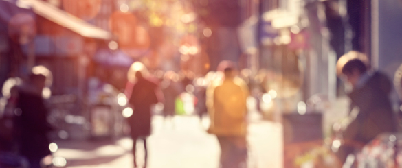 Out of Focus View of Bustling Street