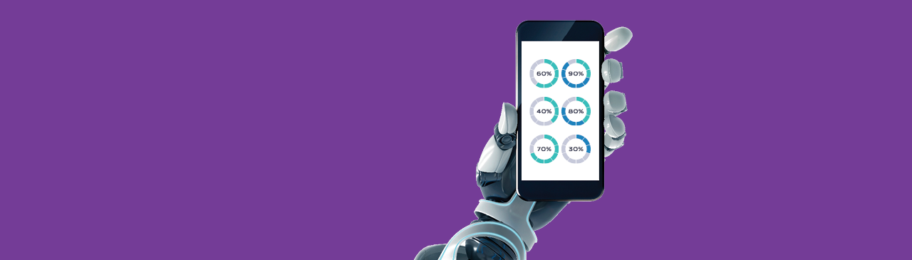 Robotic Arm Holding Mobile Phone Viewing VirtualWealth