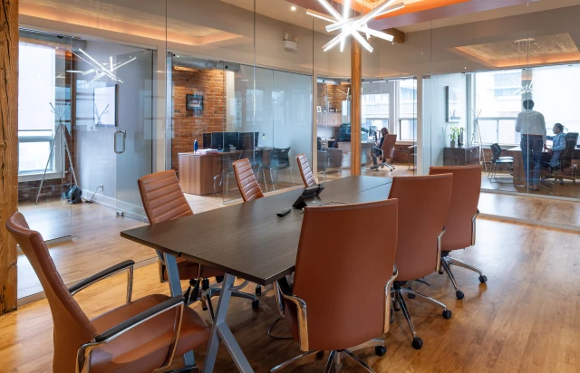 Empty Board Room with Table and Chairs