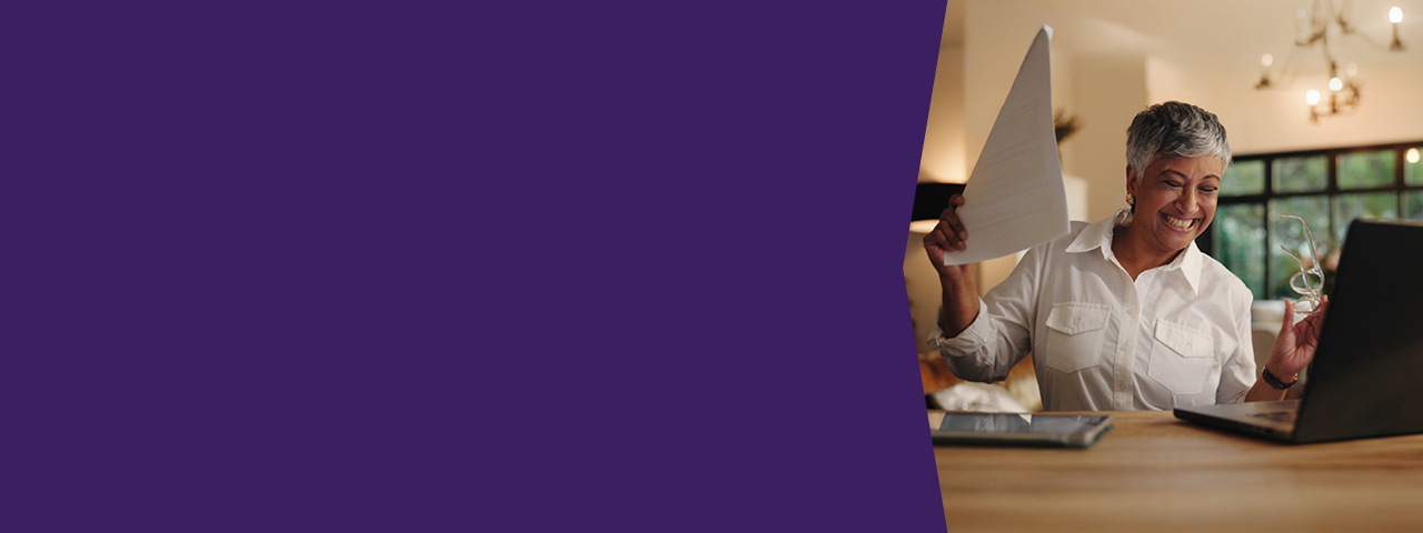 Woman celebrating receiving cashback