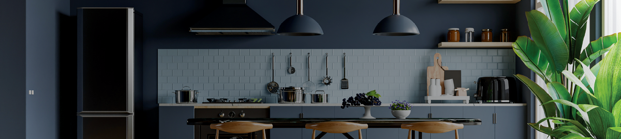 Kitchen with Dark Cabinets and Tiled Backsplash