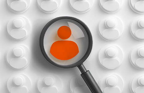 Magnifying glass with orange figure