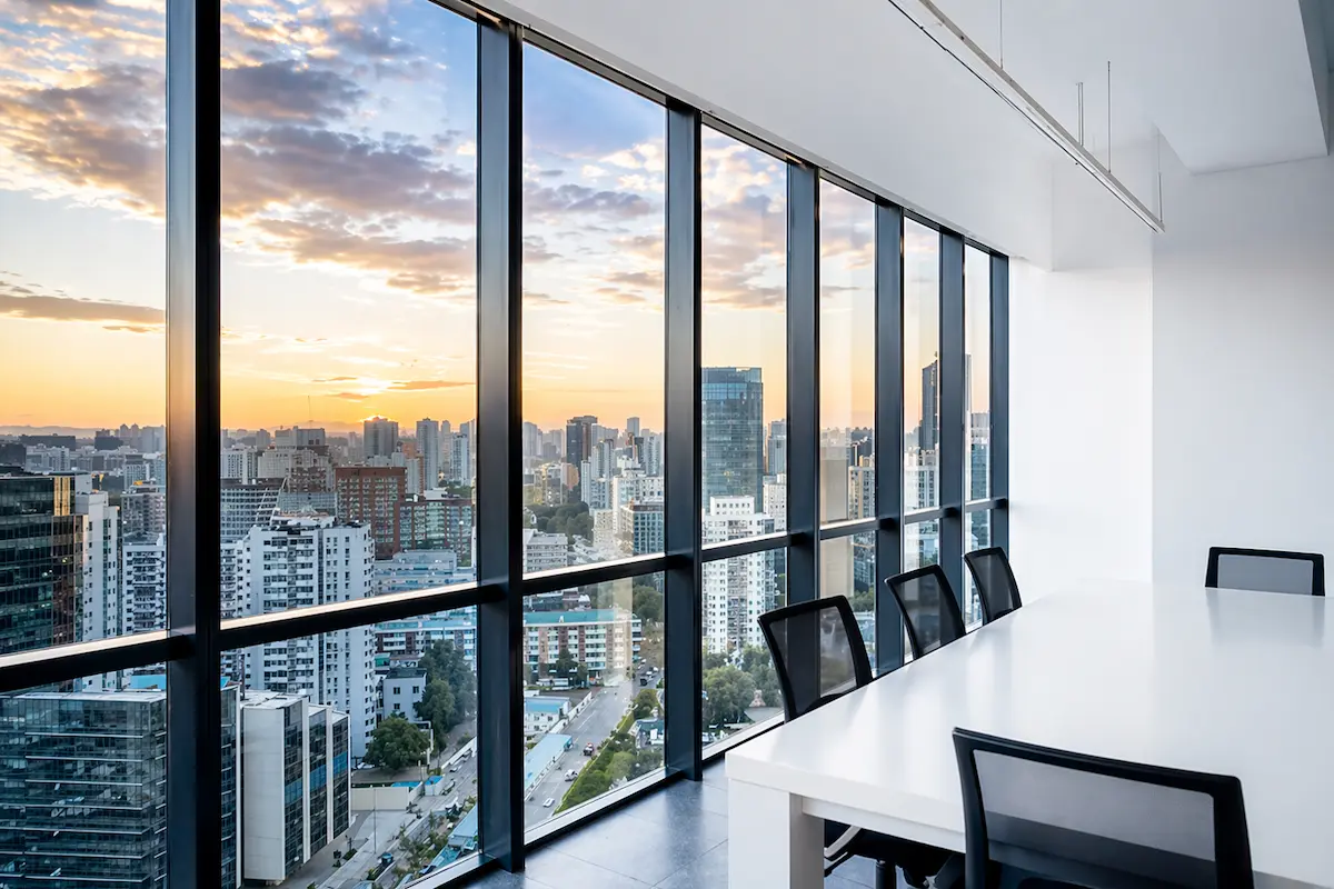 Empty Board Room with Glass Windows